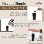 Portable French Press Travel Mug (15oz) - Stainless Steel & Double Wall Vacuum Coffee Maker | Black
