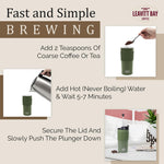 Portable French Press Travel Mug (15oz) - Stainless Steel & Double Wall Vacuum Coffee Maker | Army Green