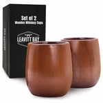 Teak Wood Whiskey Glasses (Set of 2) – Handcrafted Bourbon Cups for Men, 6oz Natural Wood Drinking Glasses – Perfect Whiskey Gifts for Connoisseurs