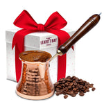 Copper Cezve Turkish Coffee Pot – 12oz Ibrik with Mango Wood Handle | Greek & Arabic Coffee Maker