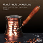 Copper Cezve Turkish Coffee Pot – 12oz Ibrik with Mango Wood Handle | Greek & Arabic Coffee Maker