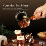 Copper Cezve Turkish Coffee Pot – 12oz Ibrik with Mango Wood Handle | Greek & Arabic Coffee Maker