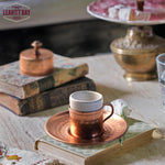 Traditional Turkish Coffee Set with Copper Cezve, 2 Cups & Sweet Dish – Handcrafted Espresso Gift Box for Coffee Lovers