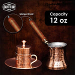 Traditional Turkish Coffee Set with Copper Cezve, 2 Cups & Sweet Dish – Handcrafted Espresso Gift Box for Coffee Lovers