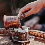 Copper Cezve Turkish Coffee Pot – 12oz Ibrik with Mango Wood Handle | Greek & Arabic Coffee Maker