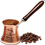 Copper Cezve Turkish Coffee Pot – 12oz Ibrik with Mango Wood Handle | Greek & Arabic Coffee Maker